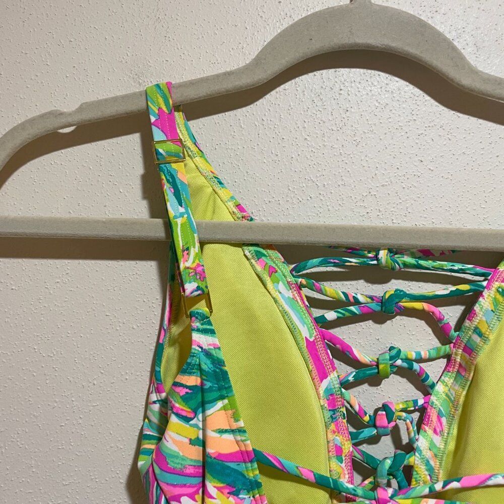 Lilly Pulitzer Size 0 Isle Lattice One Piece Swimsuit Swim Suit Shady Lady Palm - Picture 9 of 11